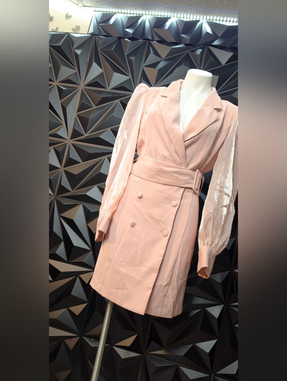 Blush Pink Belted Blazer Dress